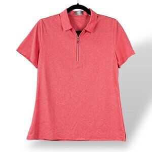 Callaway Golf Polo Shirt Womens Sz M Pink 1/4 Zip Short Sleeve top